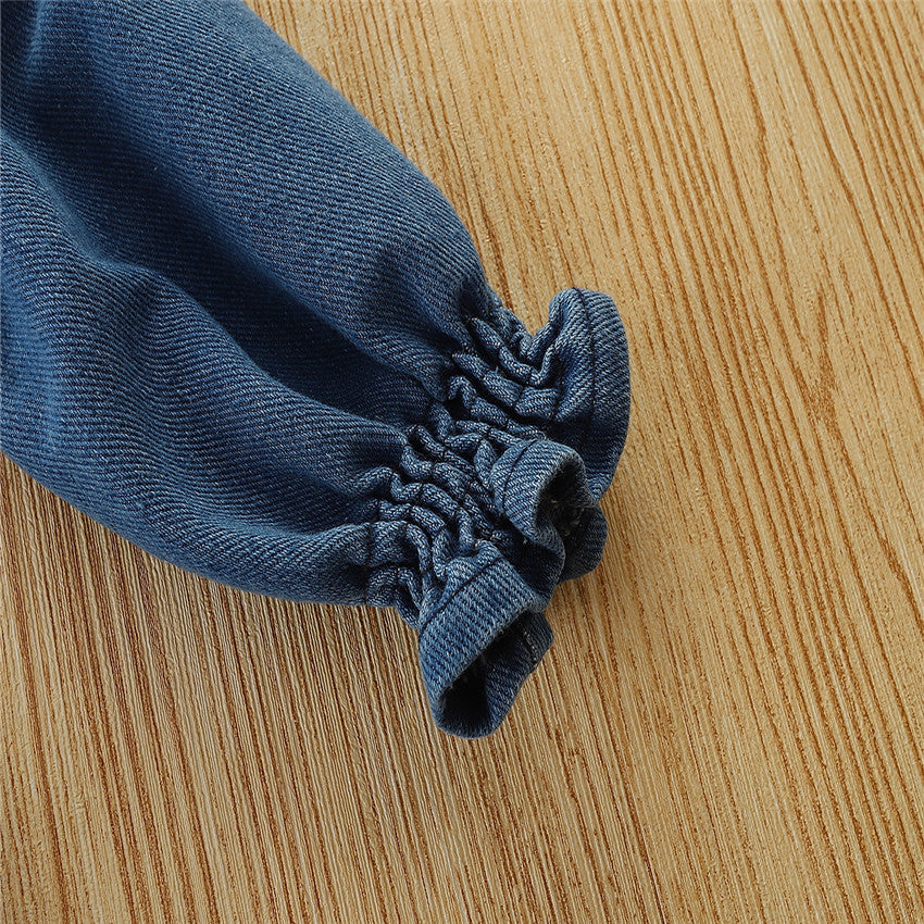 Kids Girls Jumpsuit Spring Autumn Solid Denim Romper