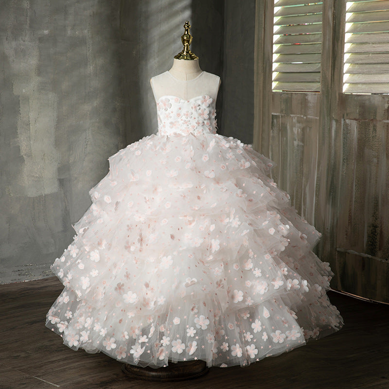 Kid Baby Girl Princess Peng Yarn Hosting Birthday Catwalk Piano Dresses