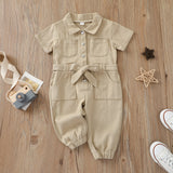 Kid Baby Girl Short Sleeve Jean Jumpsuit Rompers