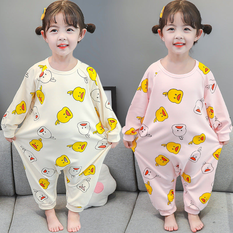 Baby Girl One-piece Autumn Winter Frothed Cartoon Pajamas