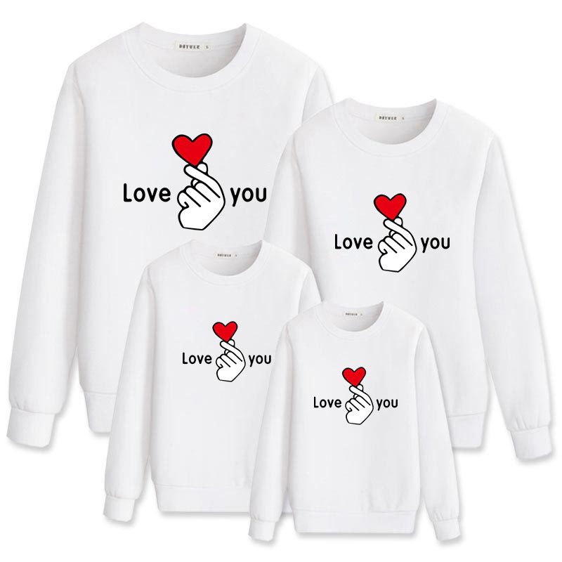 Family Matching Cute Cartoon Prints Long Sleeve Parent-child Shirts