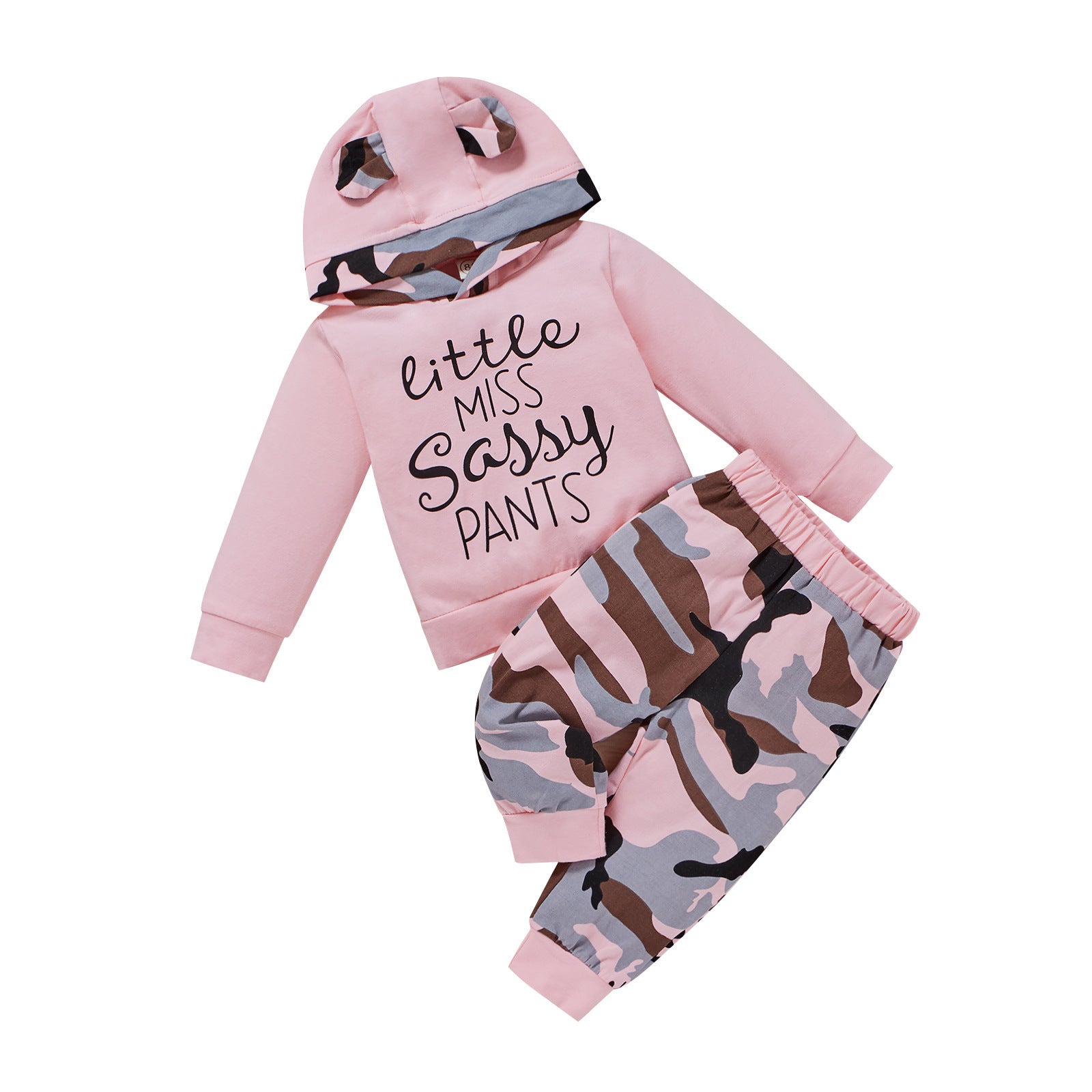 Kid Baby Girl Wear Pink Camouflage Long Sleeves 2 Pcs Sets