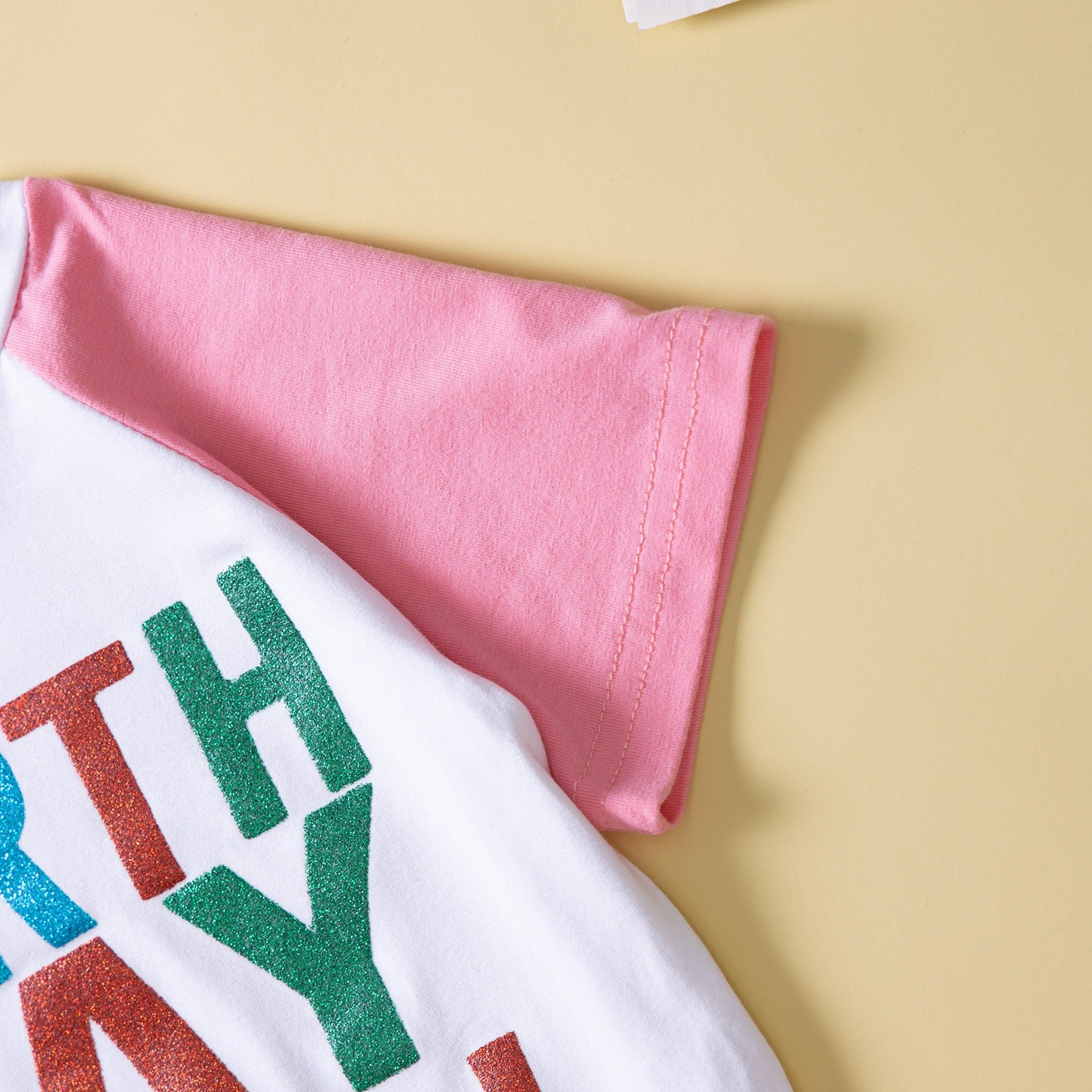 Kid Baby Girl Letter Printed Short Sleeve Crew Neck Colorful Set 2 Pcs