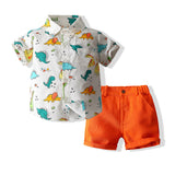 Kid Baby Boys Summer Suit Cartoon Dinosaur 2 Pcs Set