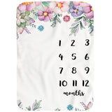 Baby Monthly Record Growth Milestone Blanket Flannel Floral Pajamas