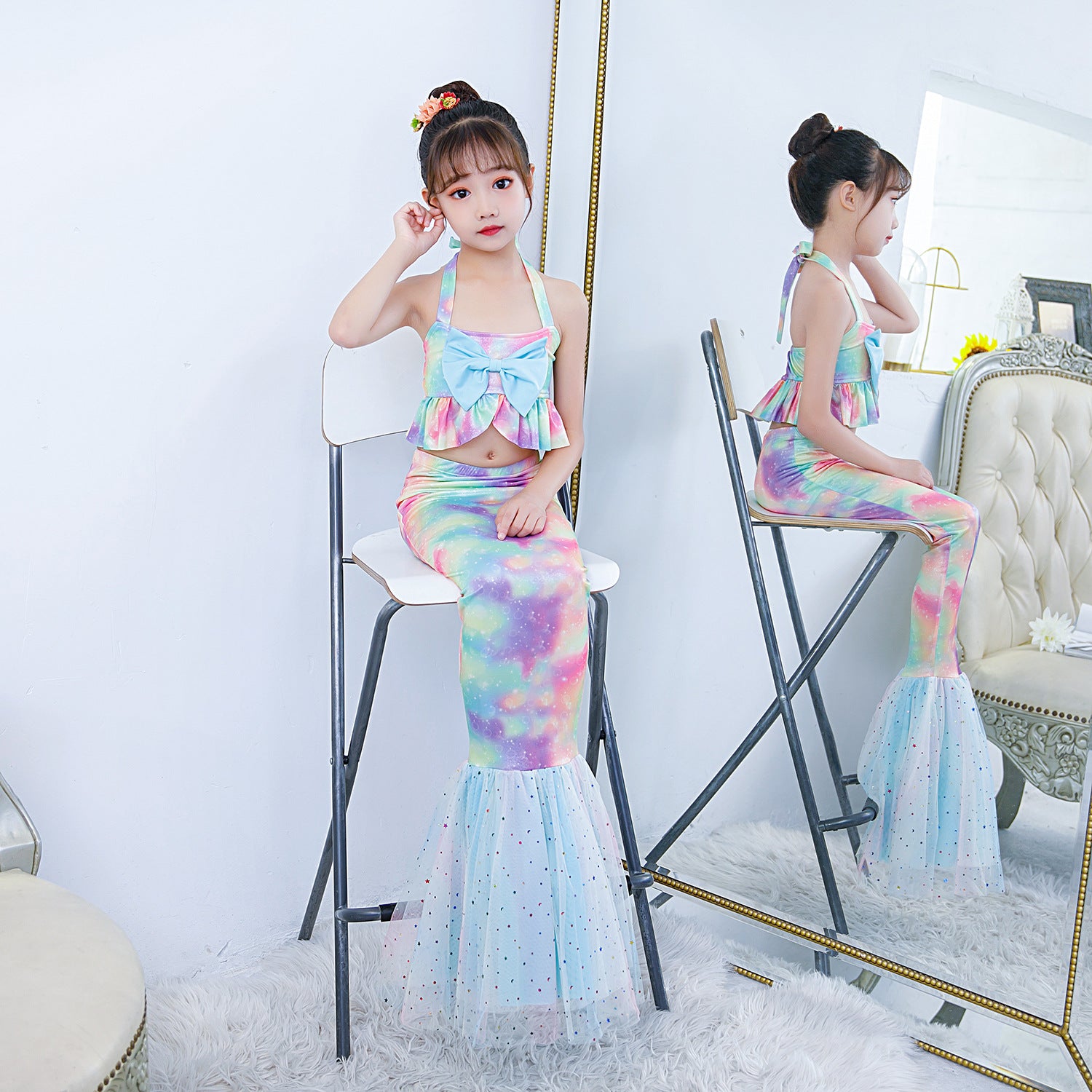 Kid Girl Mermaid Tail Beach Fishtail Ariel Swimsuits