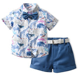 Kid Baby Boys Summer Fashion Dinosaur Short Sleeve 2 Pcs Set