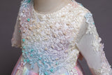Kid Girls Wedding Long Medium Sleeve Flower Dresses