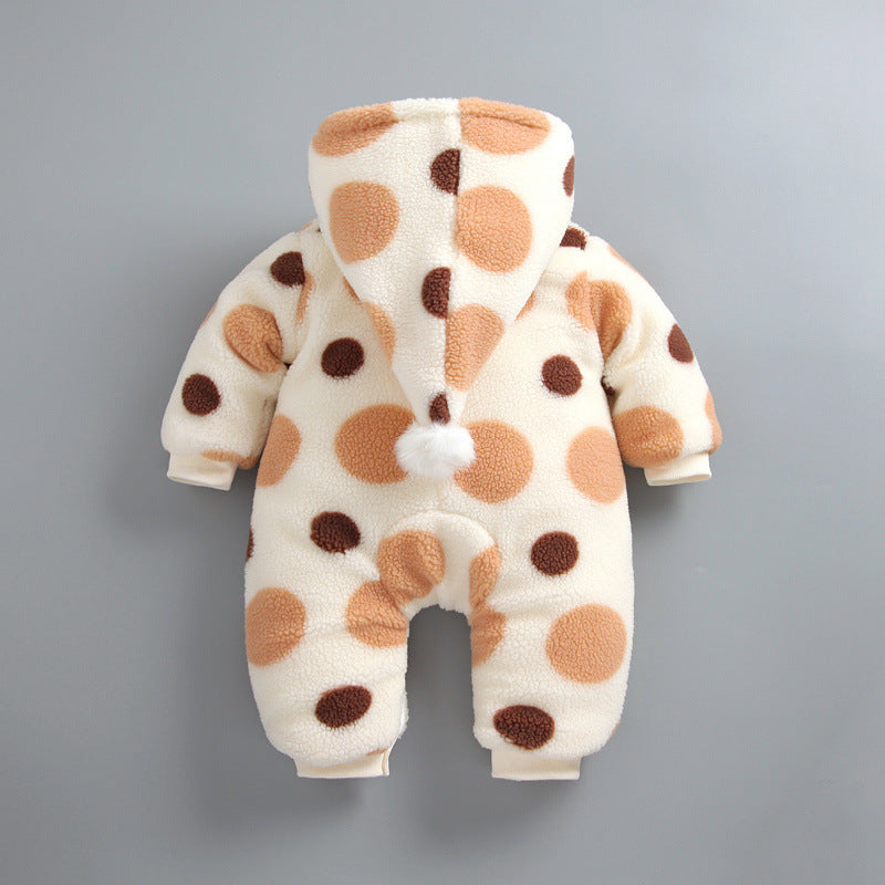 Baby Boy Girl Clamped Cotton Onesie Plus Velvet Thickened Rompers