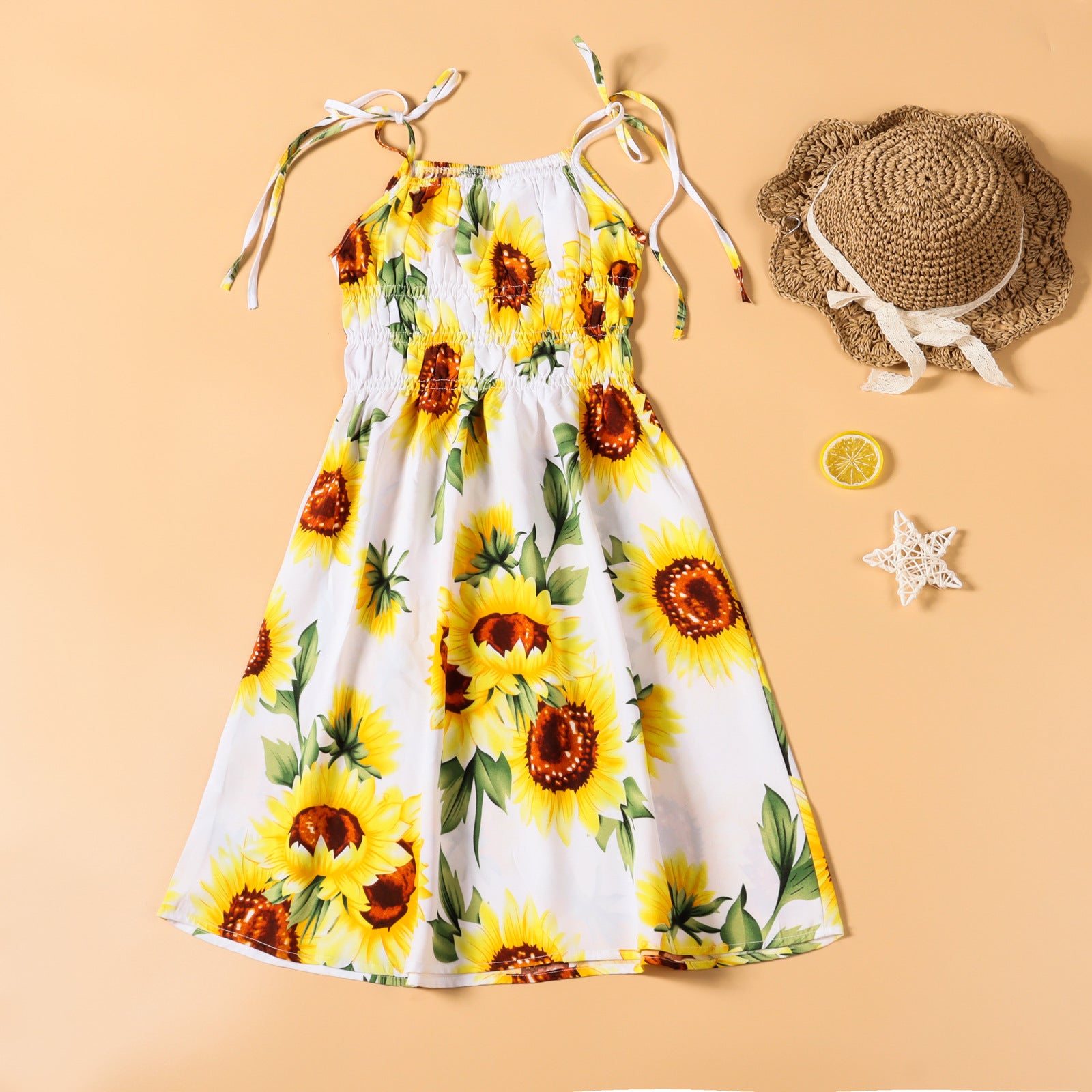 Family Matching Mother-daughter Long Beach Holiday Sunflower Dresses