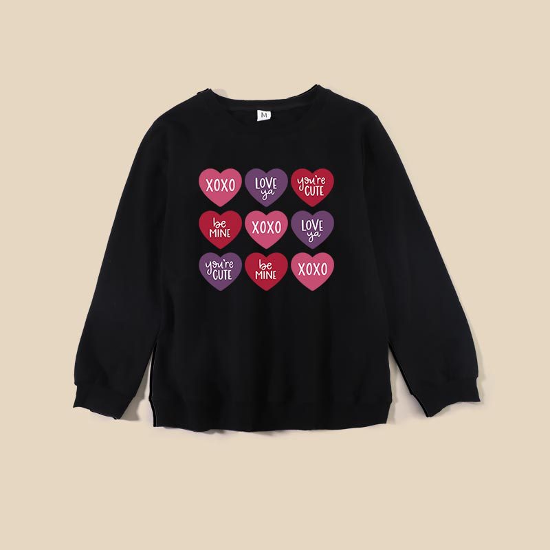 Family Matching Valentine Shirts Love Printed Mother-daughter Spring Tops