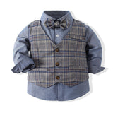 Kid Baby Boys Gentlemen Suit Long Sleeve Bow Tie 2 Pcs Set