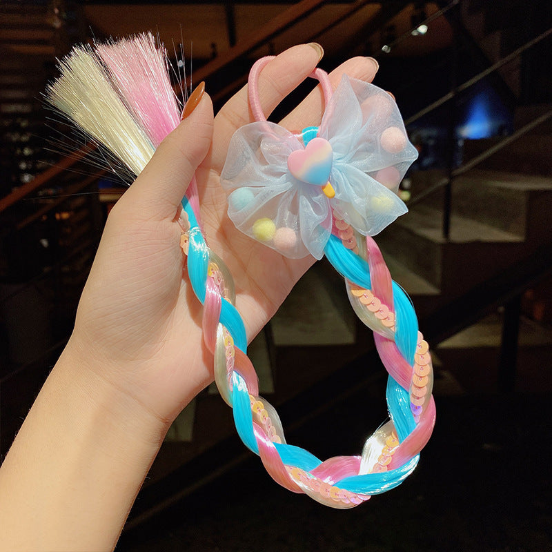 Kid Girl Cartoon Hair Accessories Candy Braided Hair Wig Headwears