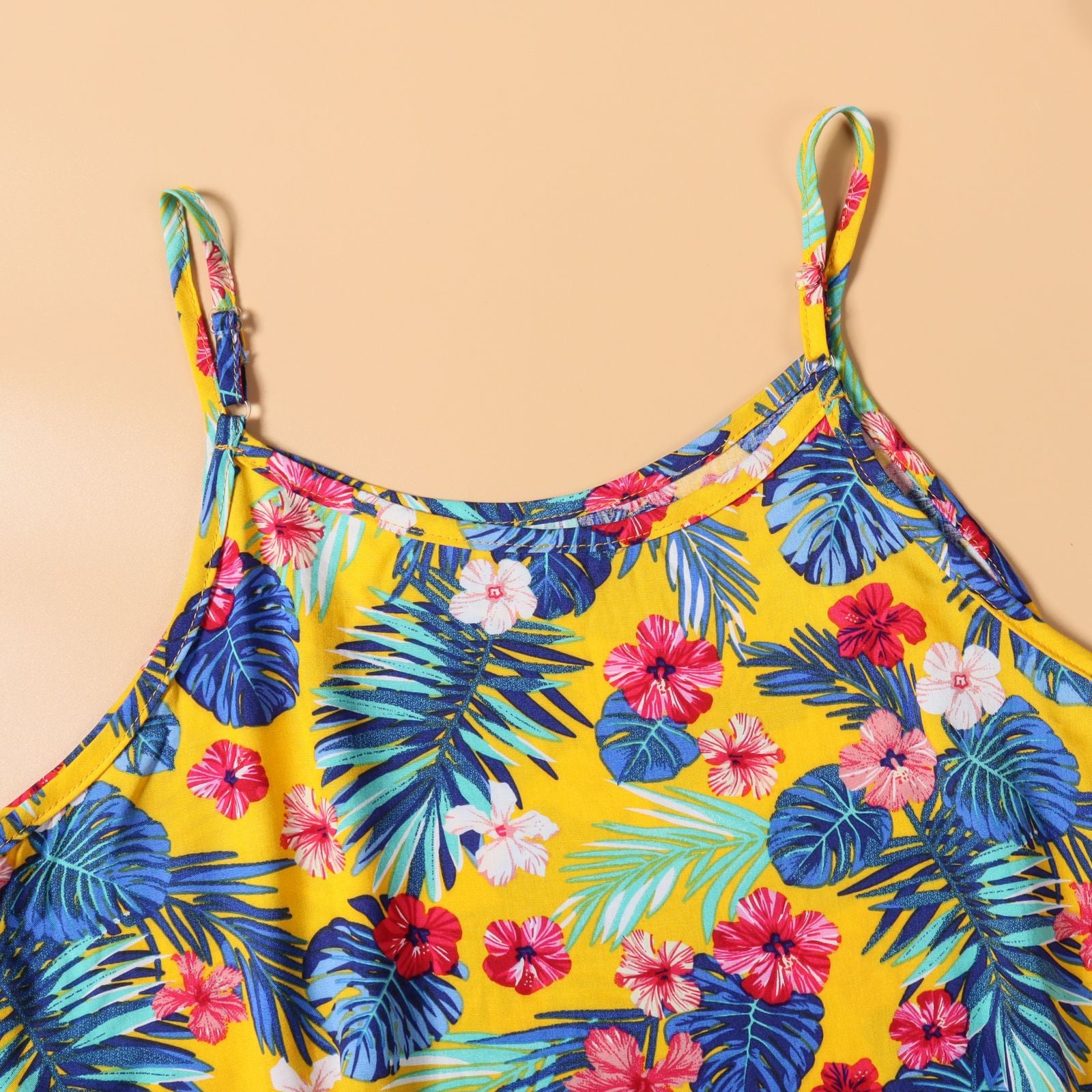 Family Matching Mother-daughter Halter Holiday Beach Print Dresses