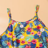 Family Matching Mother-daughter Halter Holiday Beach Print Dresses