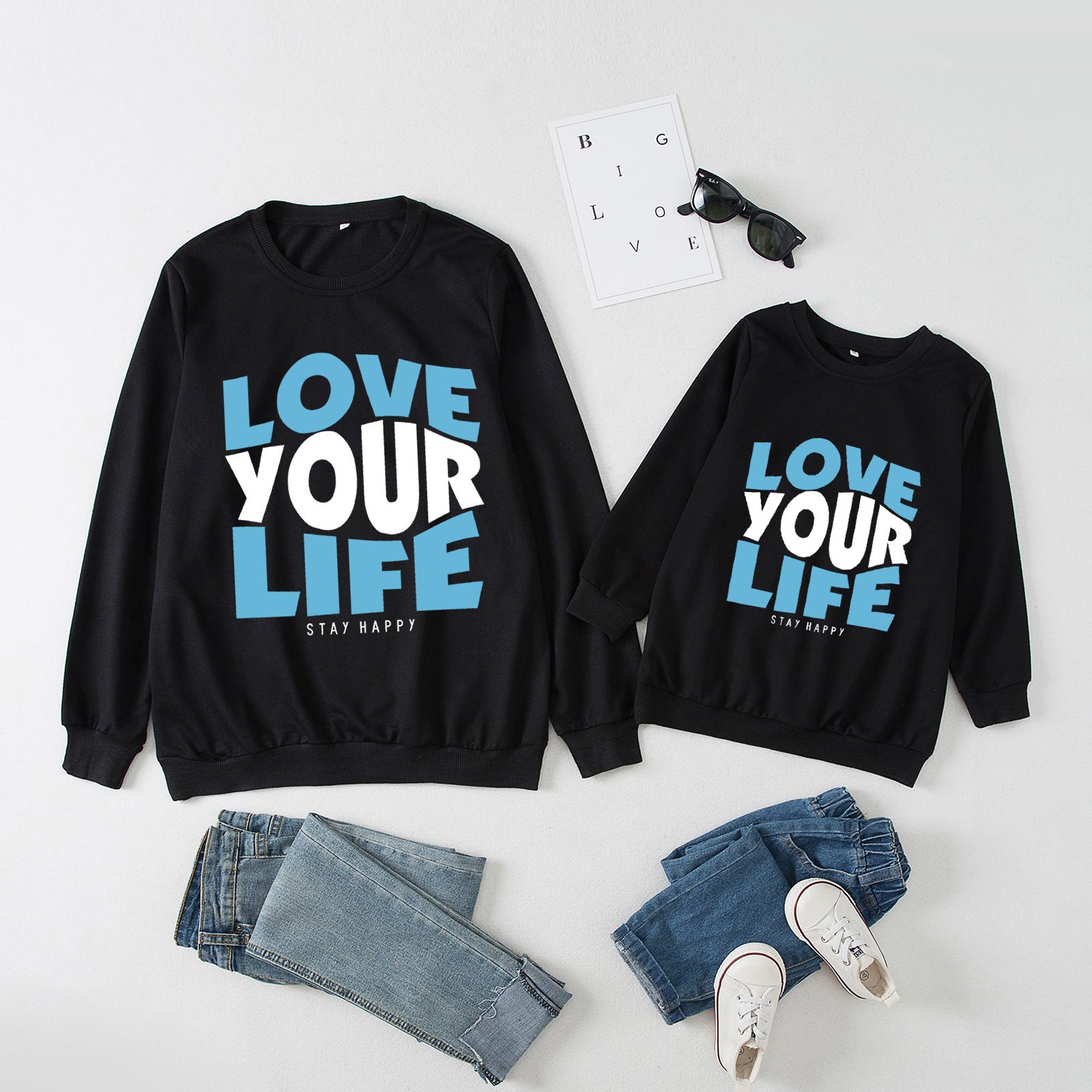 Family Matching Parent-child Father-son Round Neck Long Sleeves Shirts