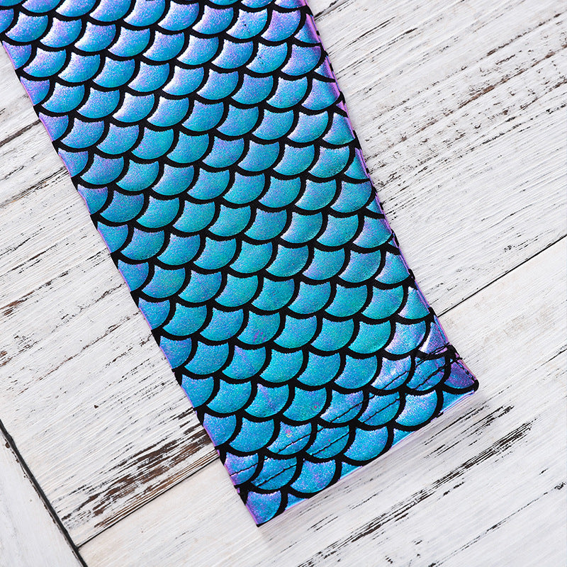 Kid Baby Girl Pants Blue Magic Color Fish Scale Gradual Leggings