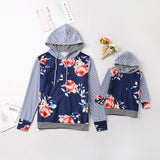 Family Matching Parent-child Stripe Stitching Hoodie Shirts Tops