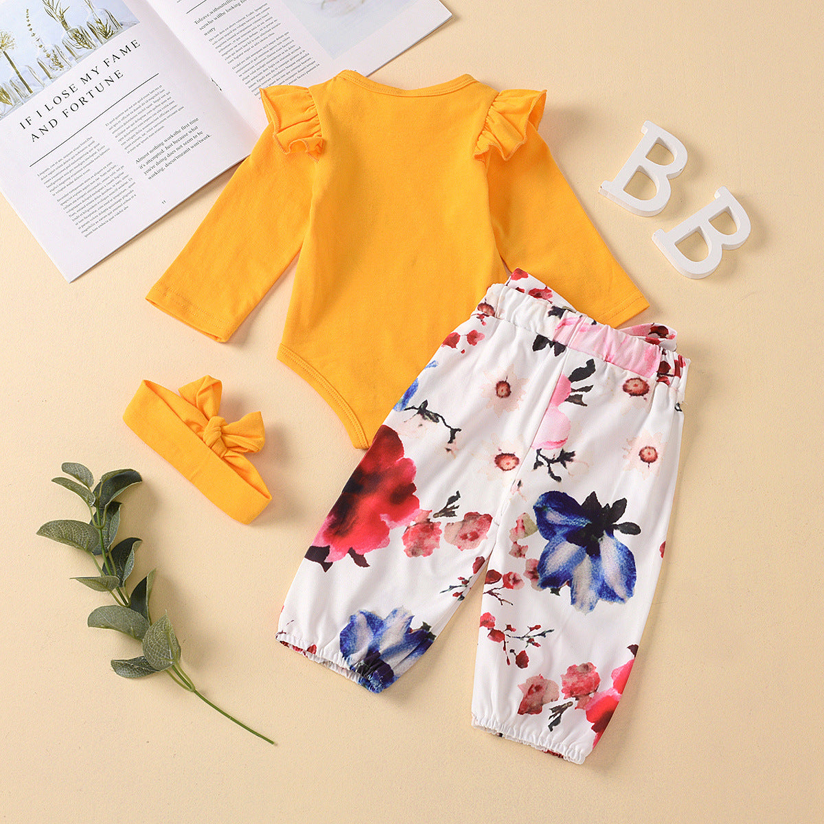 Spring Baby Girl Valentine's Day Set Long Sleeve Fart 3 Pcs