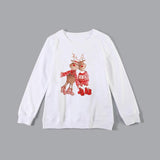 Family Matching Christmas Cartoon Cute Elk Print Creative Cotton Shirts