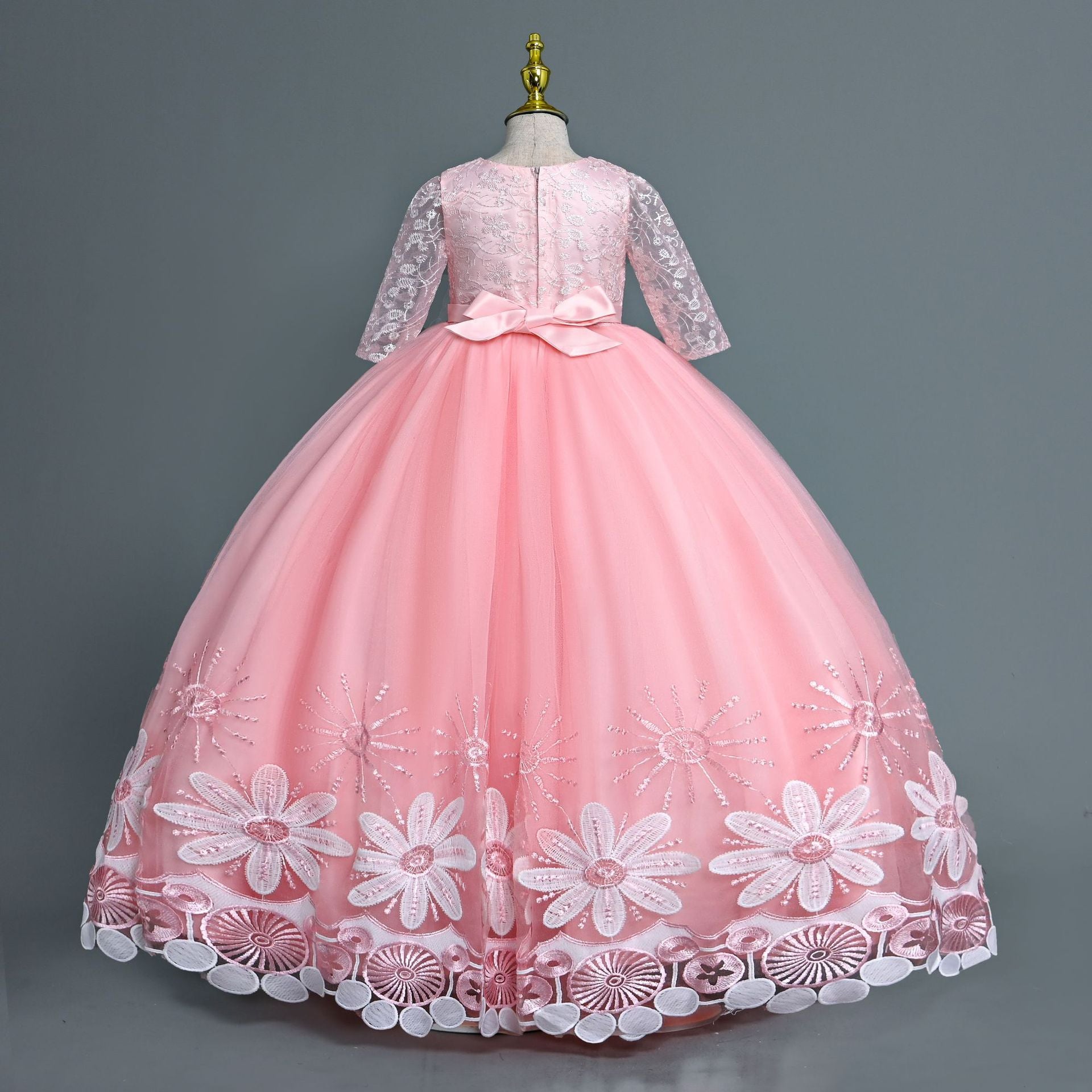 Kid Girl Princess Piano Performance Flower Wedding Dress