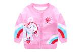 Kid Baby Girls Cardigan Explosive Round Neck Rainbow Autumn Sweaters
