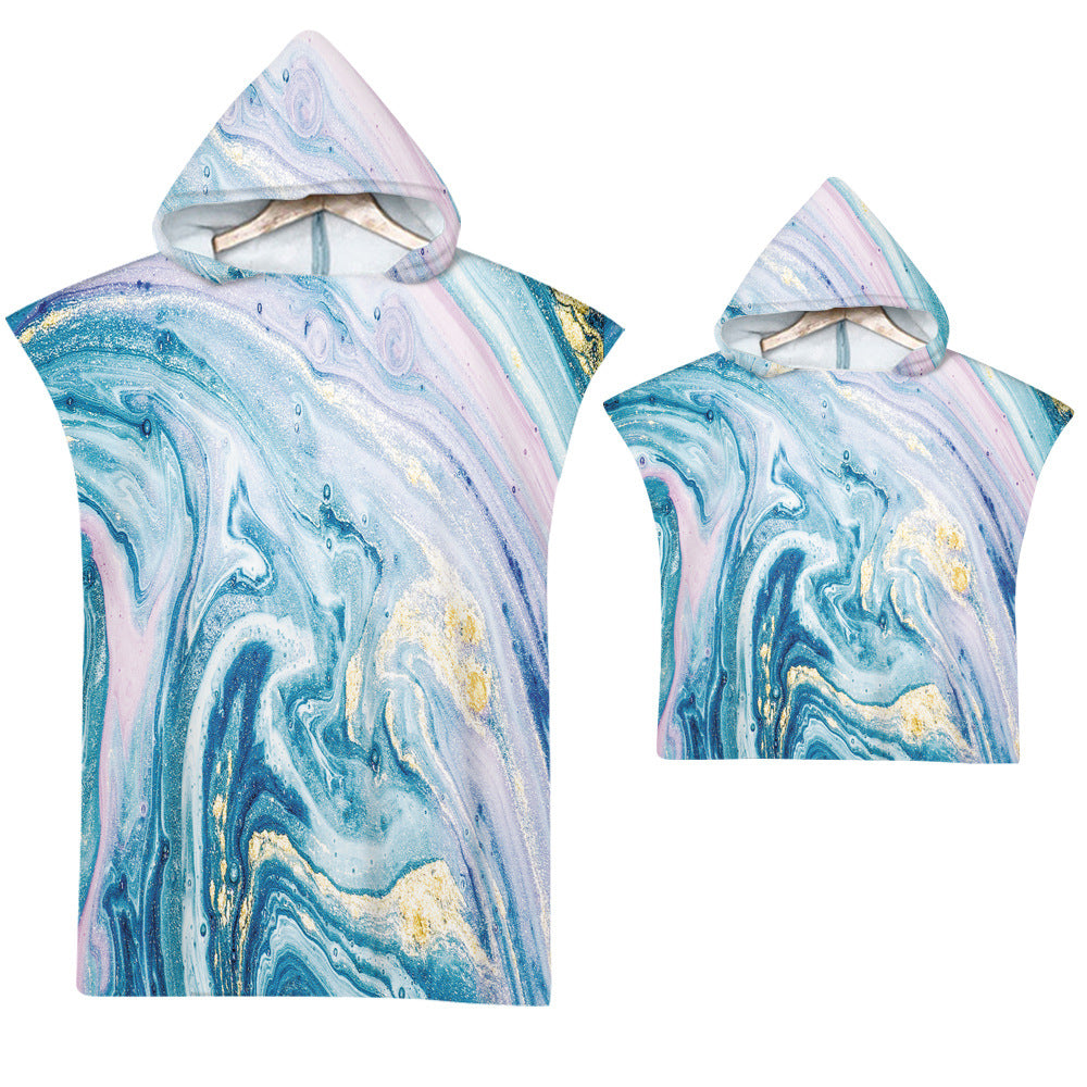 Adult Microfiber Fabric Marble Bath Towels  Bathrobe Cloaks Pajamas