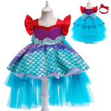 Kid Baby Girl Princess Mermaid Shell Tailing Birthday Dresses
