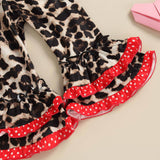 Kid Baby Girl Valentine's Day LOVE Leopard Print 2 Pcs Set