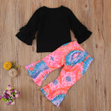 Baby Girl Valentine's Day Love Embroidered Long-sleeve Tie-dye 2 Pcs Set