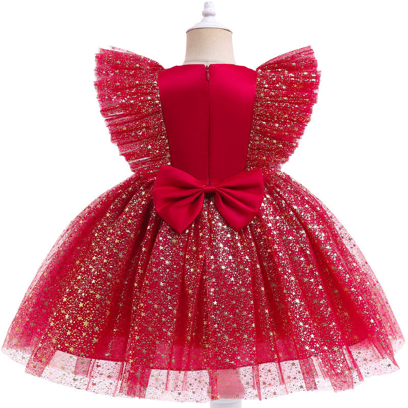 Kid Baby Girl Christmas Popular First Year Mesh Princess Dress