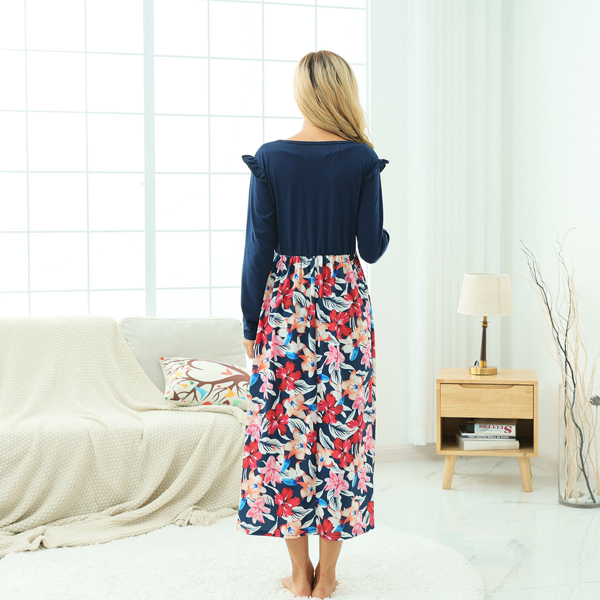 Family Matching Parent-child Long-sleeved Flower Dress