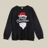Family Matching Autumn Black Guards Santa Claus Cartoon Print Christmas Shirts Top