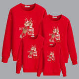Family Matching Christmas Cartoon Cute Elk Print Creative Cotton Shirts