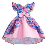 Kid Baby Girls Floral Print Princess Flying Sleeves Dresses