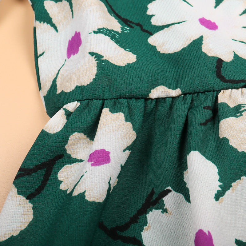 Family Matching Mother-Daughter Floral Holiday Beach Leisure Loose Dresses