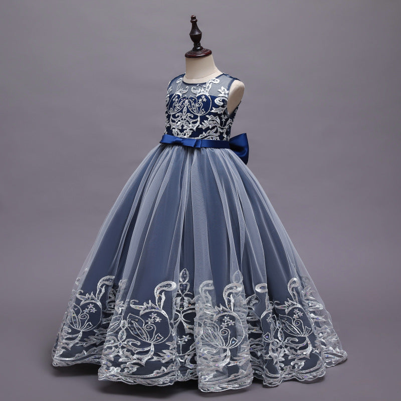 Kid Girl Princess Floral Lace Gown Sequins Gradual Change Dresses
