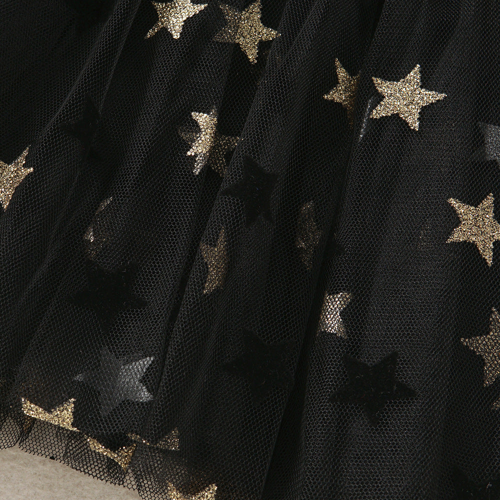 Kid Girl Gauze Spring Autumn Five-pointed Star Princess Dress