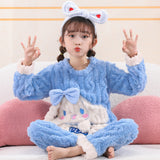 Kid Boy Girl Autumn Winter Jacquard Velvet Cute Cartoon Pajamas