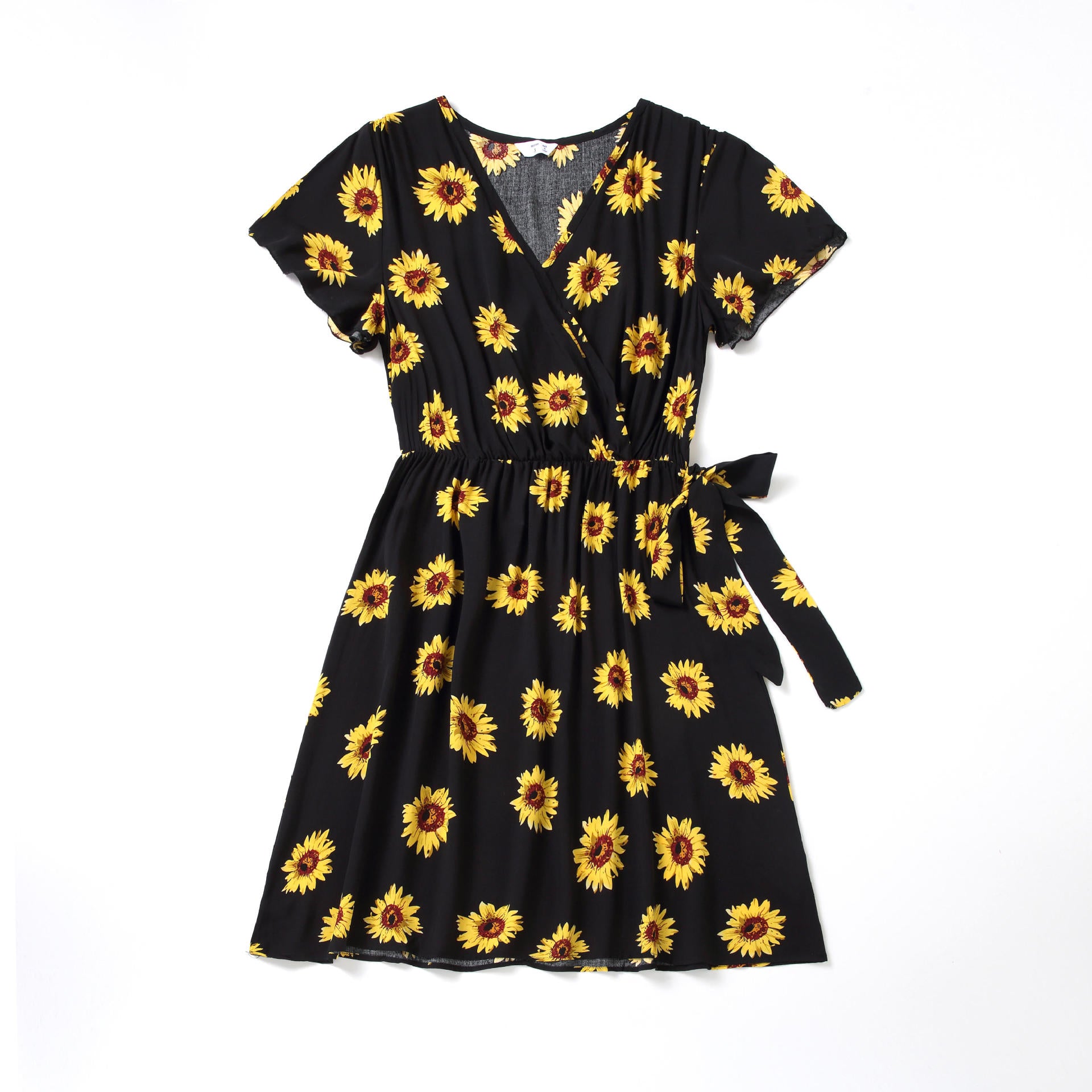 Family Matching Flower Printed V-neck Parent-child Dresses