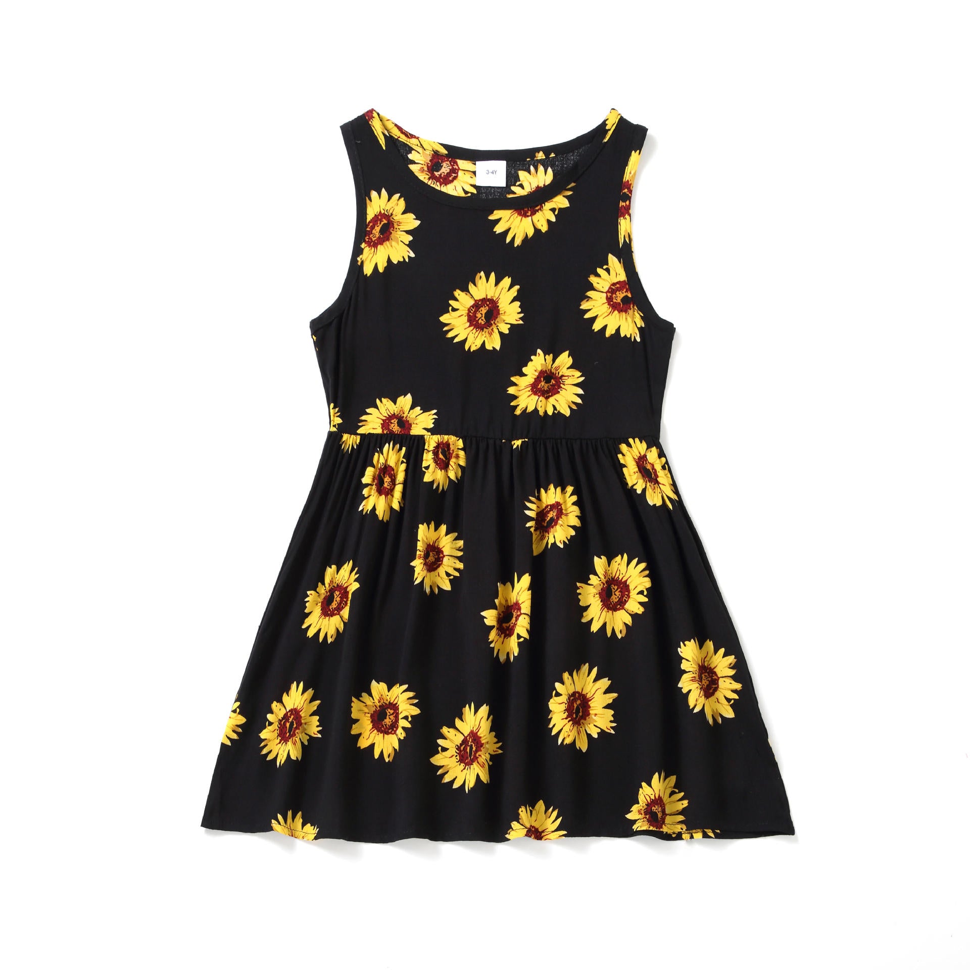 Family Matching Flower Printed V-neck Parent-child Dresses