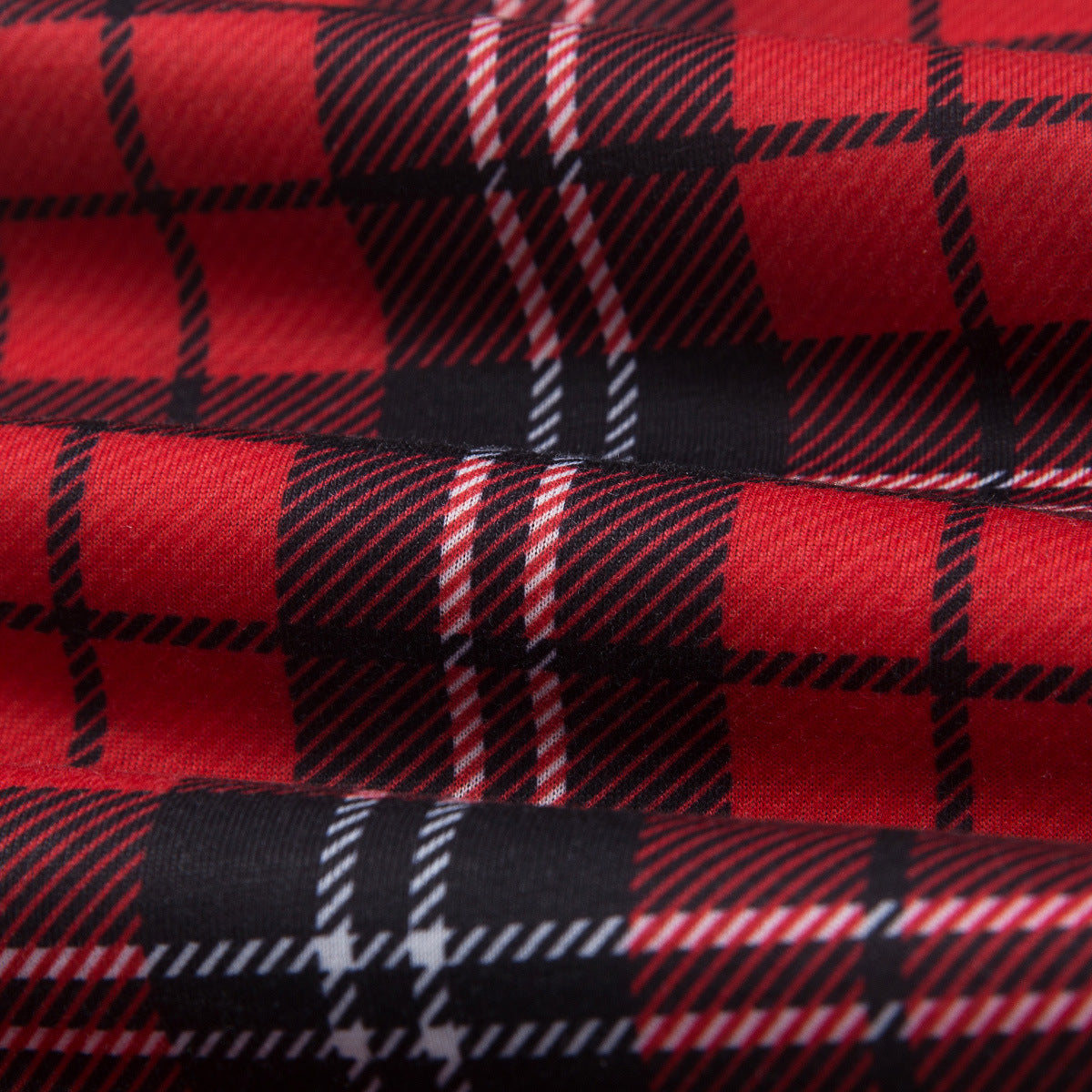 Family Matching Home Suit Christmas Plaid Patchwork Print Pajamas