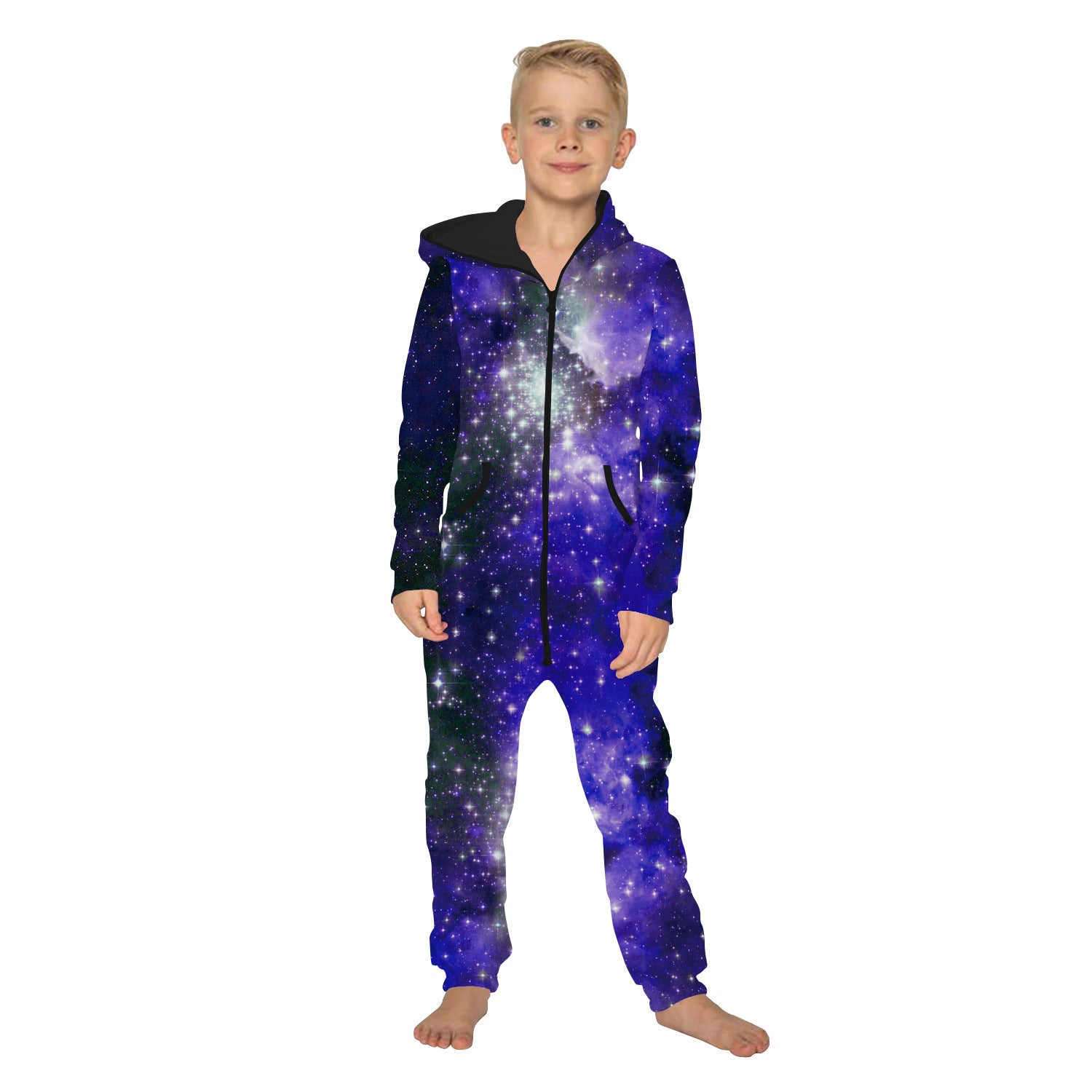 Kid Boy Girl Jumpsuit Loose Sky Digital Printed Zipper Rompers