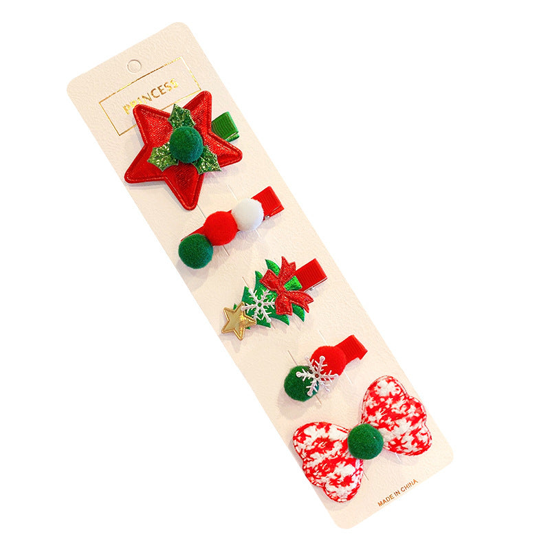 Kid Girl Hair Accessories Christmas Headress Santa Claus Elk Clip Headwear