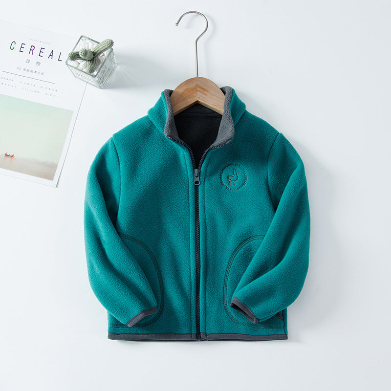Kid Boy Girl Casual Jacket Hooded  Double-sided Zipper Coats