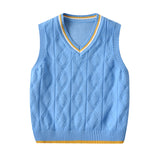 Kid Baby Boy Round Neck Jacquard Knit Waistcoat Pure Cotton Sweater Vest