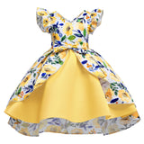 Kid Baby Girls Floral Print Princess Flying Sleeves Dresses