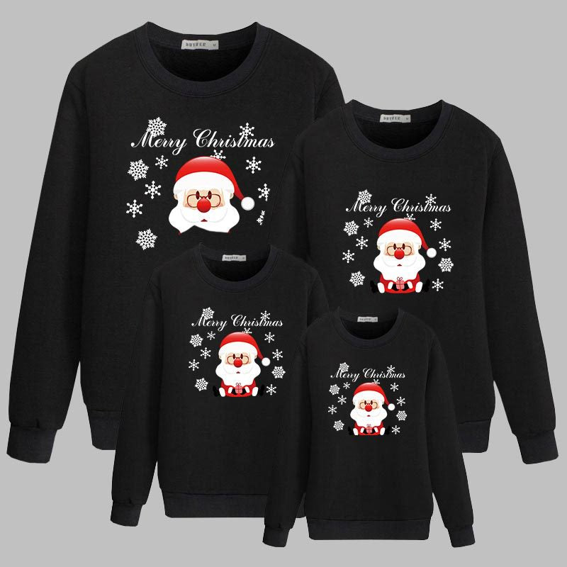 Family Matching Thermal Cute Cartoon Christmas Snowflake Print Sweatshirt
