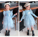 Kid Baby Girl Princess Autumn Knitted Sequins Cake Dress