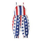Kid Baby Girl Onesie Crawl Suit  American Flag Halter Pants Trousers